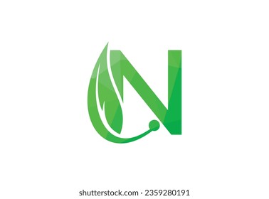 Low Poly and Alphabet initial letter N logo design template, Vector illustration