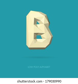 Low Poly Alphabet Letter B - Vector Illustration - Polygon Structure
