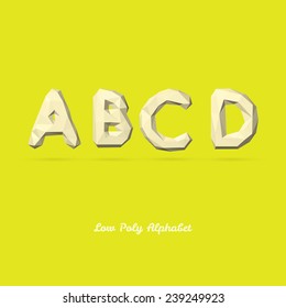 Low Poly Alphabet Letter A B C D - Vector Illustration - Polygon Structure