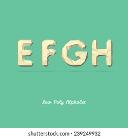 Low Poly Alphabet Letter E F G H - Vector Illustration - Polygon Structure