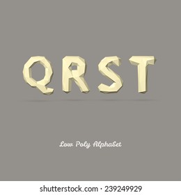 Low Poly Alphabet Letter Q R S T - Vector Illustration - Polygon Structure