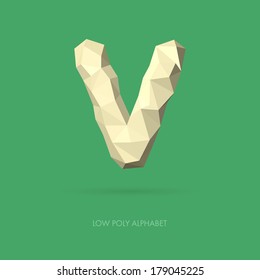 Low Poly Alphabet Letter V - Vector Illustration - Polygon Structure