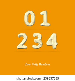 Low Poly Alphabet Number 0 1 2 3 4 - Vector Illustration