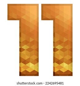 Low Poly Alphabet Number 11. Number Eleven Vector Illustration Isolated On A White Background
