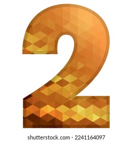 Low Poly Alphabet Number 2. Number Two Vector Illustration Isolated On A White Background
