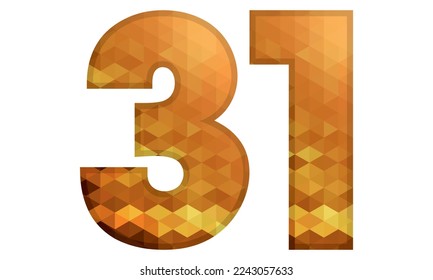 Alfabeto de popa bajo número 31. Número Treinta Y Un Vector Ilustración Aislado En Fondo Blanco
