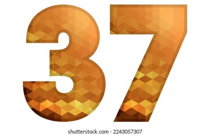 Low Poly Alphabet Number 37. Number Thirty Seven Vector Illustration Isolated On A White Background
