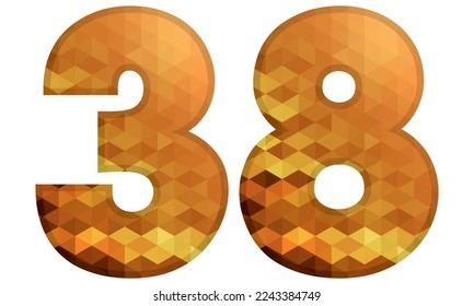 Low Poly Alphabet Number 38. Number Thirty Eight Vector Illustration Isolated On A White Background
