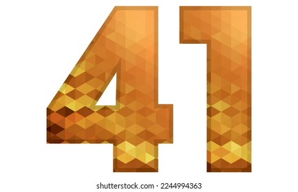 Low Poly Alphabet Number 41. Number Forty One Vector Illustration Isolated On A White Background
