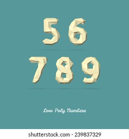 Low Poly Alphabet Number 5 6 7 8 9 - Vector Illustration