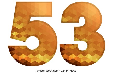 Low Poly Alphabet Number 53. Number Fifty Three Vector Illustration Isolated On A White Background
