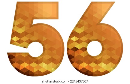 Low Poly Alphabet Number 56. Number Fifty Six Vector Illustration Isolated On A White Background
