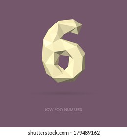 Low Poly Alphabet Number 6 - Vector Illustration