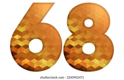 Low Poly Alphabet Number 68. Number Sixty Eight Vector Illustration Isolated On A White Background
