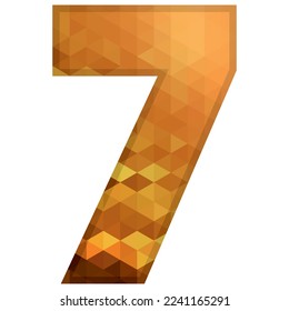 Low Poly Alphabet Number 7. Number Seven Vector Illustration Isolated On A White Background
