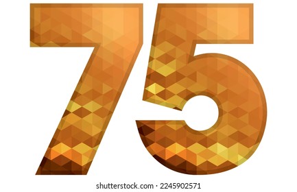 Low Poly Alphabet Number 75. Number Seventy Five Vector Illustration Isolated On A White Background
