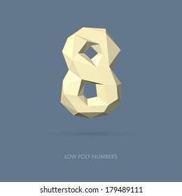 Low Poly Alphabet Number 8 - Vector Illustration