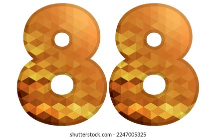 Low Poly Alphabet Number 88. Number Eighty Eight Vector Illustration Isolated On A White Background

