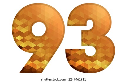 Low Poly Alphabet Number 93. Number Ninety Three Vector Illustration Isolated On A White Background
