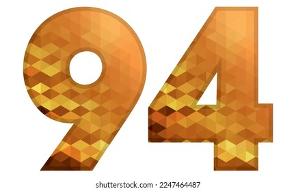 Low Poly Alphabet Number 94. Number Ninety Four Vector Illustration Isolated On A White Background
