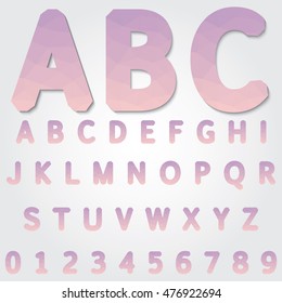 low poly alphabet and number on polygon concept vector