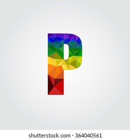 low poly alphabet on polygon vector