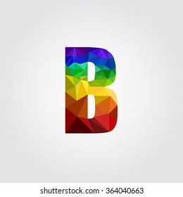 low poly alphabet on polygon vector