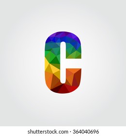 low poly alphabet on polygon vector