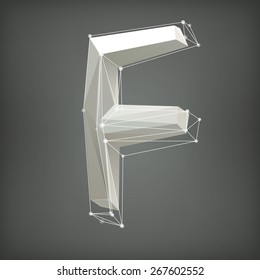 Low poly alphabet. Vector illustration letter f