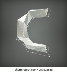 Low poly alphabet. Vector illustration  letter c