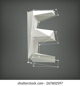 Low poly alphabet. Vector illustration  letter e