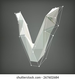 Low poly alphabet. Vector illustration letter v