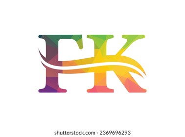 Low Poly and Alphabets FK letter logo design with creative sign, Vector illustration