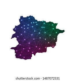 Low poly Andorra map in geometric polygonal on white background. Vector Illustration Eps10.