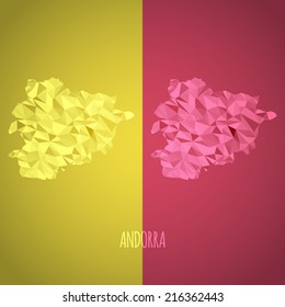 Low Poly Andorra Map with National Colors - Infographic - Vector Illustration