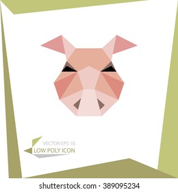 low poly animal icon. vector pig