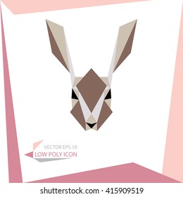 low poly animal icon. vector rabbit