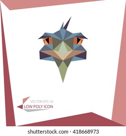 low poly animal icon. vector ostrich