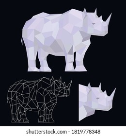 low poly animal rhino vector model