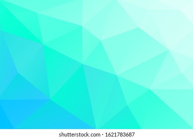 Low Poly Aquamarine Color background made from Triangle Shapes. Could be used as wallpaper