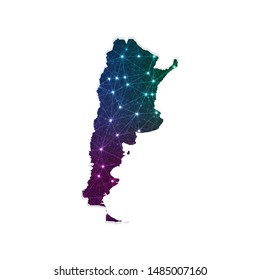Low poly Argentina map in geometric polygonal on white background. Vector Illustration Eps10.