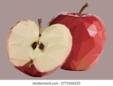 Low Poly Art Apples With Simple Background