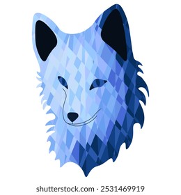 Low Poly art with arctic fox isolated white background. Modern abstract Geometric low poly polar fox. Vector illustration can used t-shirt print, logo label emblem template design. EPS 10