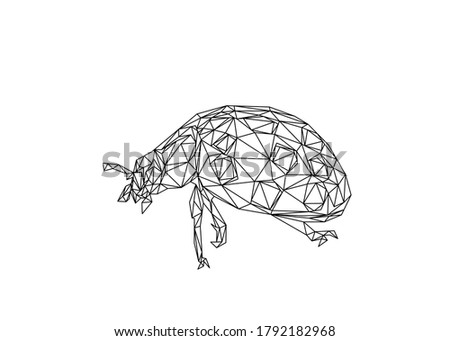 Low poly art of maple leaf in black color wireframe. Vector bug triangle geometric ilustration. Abstract polygonal art. With white color background.