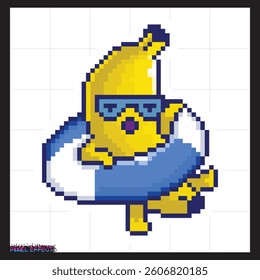 low poly art of pixel banana characters