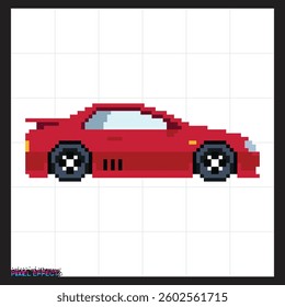 low poly art of pixel car