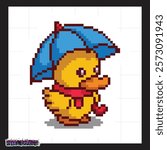 low poly art of pixel duck