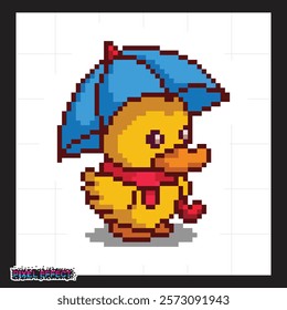 low poly art of pixel duck