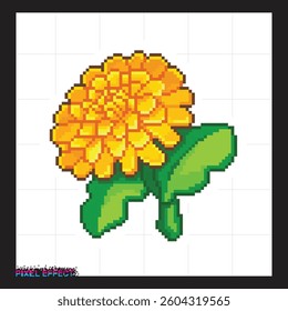 low poly art of pixel flower plants