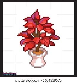 low poly art of pixel flower plants